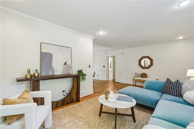 1592 Braeburn Dr SE, Atlanta, GA 30316 - living area with wood finished floors, crown molding, recessed lighting, and baseboards