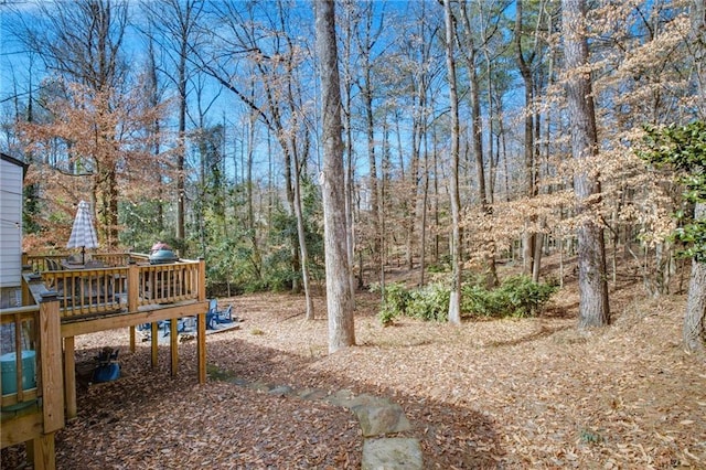 view of yard with a deck