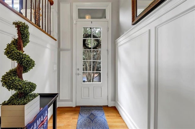 doorway to outside featuring light hardwood / wood-style floors