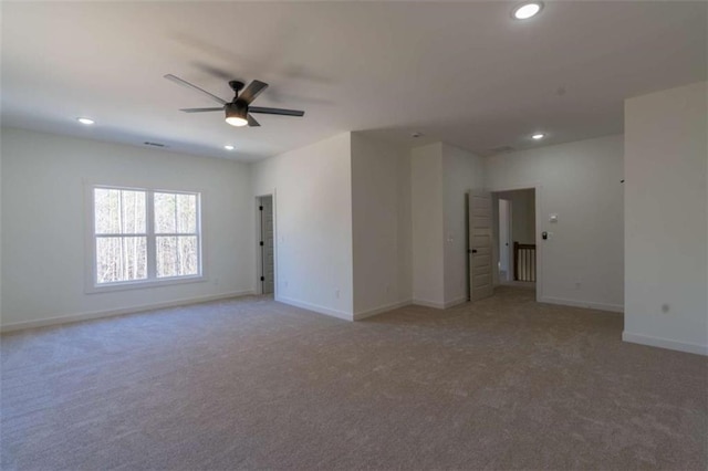 1250 Hays Mill Rd, Carrollton, GA 30117 - unfurnished room with light carpet, a ceiling fan, recessed lighting, and baseboards
