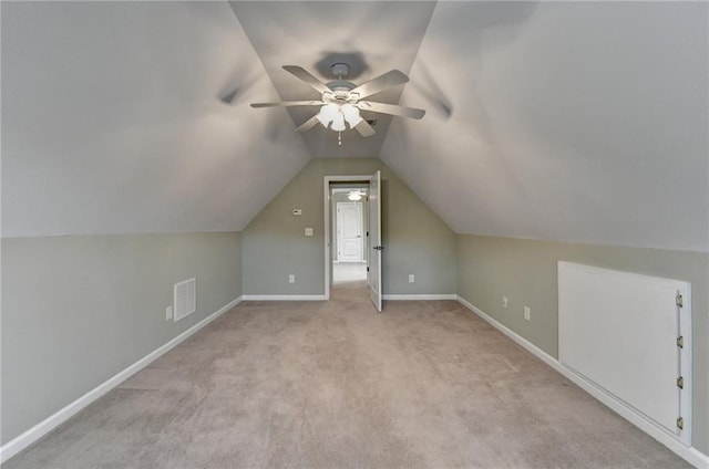 3426 Olivia Grace Way, Dacula, GA 30019 - bonus room featuring ceiling fan, light colored carpet, vaulted ceiling, and baseboards