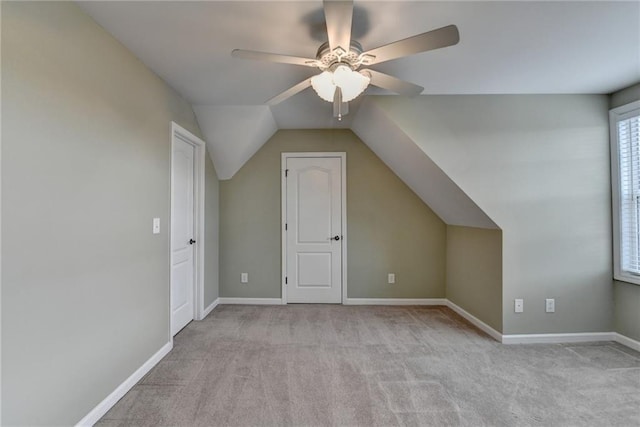 3426 Olivia Grace Way, Dacula, GA 30019 - additional living space with ceiling fan, carpet flooring, lofted ceiling, and baseboards
