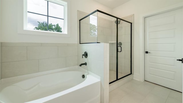 1514 Gatekeeper Ter, Marietta, GA 30066 - full bathroom featuring a garden tub, a stall shower, and tile patterned flooring