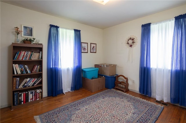 miscellaneous room with wood-type flooring and a wealth of natural light