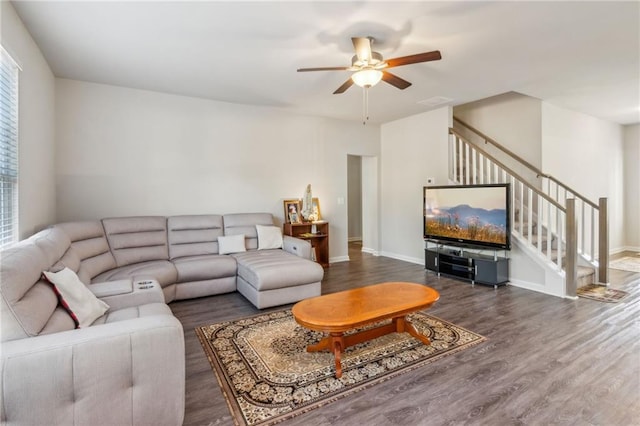 121 Jim Daws, Monroe, GA 30655 - living room with ceiling fan and dark hardwood / wood-style floors