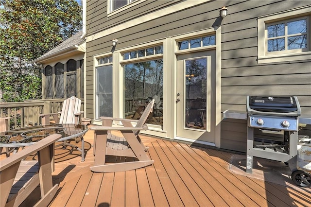 deck featuring grilling area