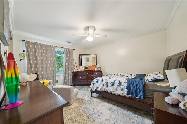177 Coopers Pond Dr, Lawrenceville, GA 30044 - bedroom featuring crown molding and a ceiling fan