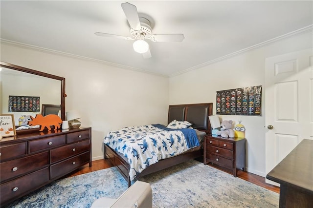 177 Coopers Pond Dr, Lawrenceville, GA 30044 - bedroom with wood finished floors, crown molding, baseboards, and a ceiling fan