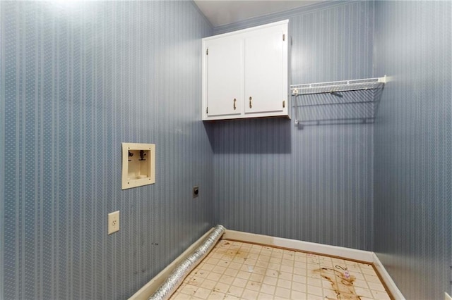 laundry area with washer hookup, cabinet space, and electric dryer hookup