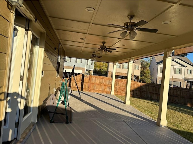 view of patio / terrace featuring ceiling fan