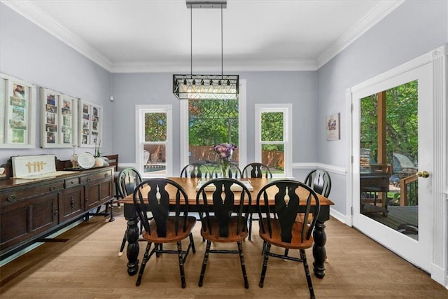 9035 Walnut Cove Ct, Gainesville, GA 30506 - dining area with plenty of natural light, light wood-type flooring, and ornamental molding