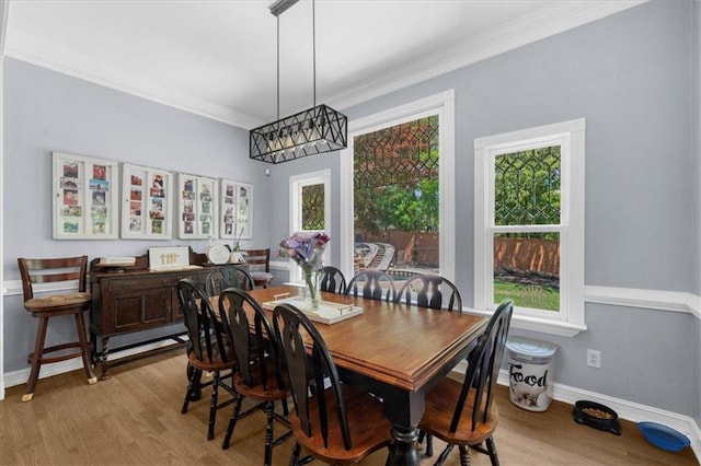 9035 Walnut Cove Ct, Gainesville, GA 30506 - dining space featuring light wood finished floors, baseboards, ornamental molding, and plenty of natural light