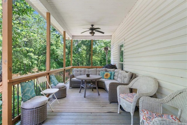 9035 Walnut Cove Ct, Gainesville, GA 30506 - deck with a ceiling fan and outdoor lounge area