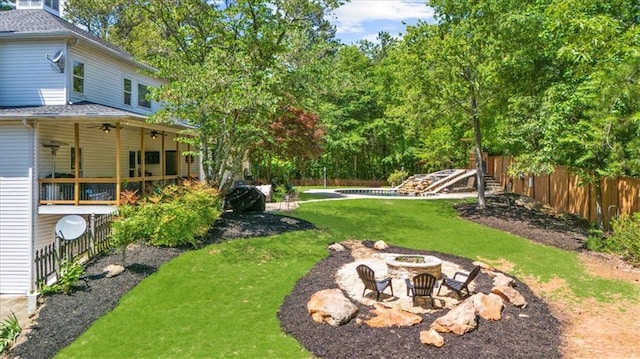 9035 Walnut Cove Ct, Gainesville, GA 30506 - view of yard with a fire pit