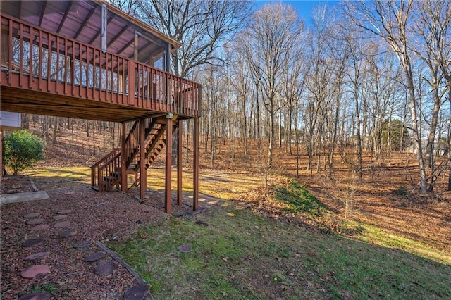 view of yard featuring a deck