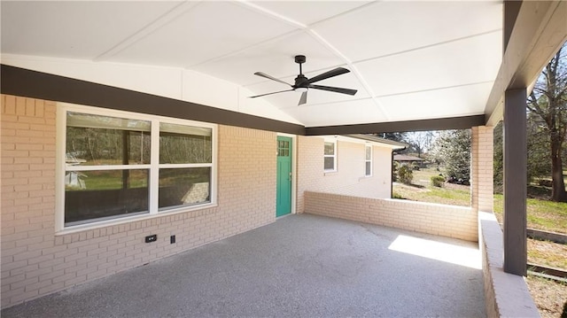 view of patio / terrace featuring ceiling fan