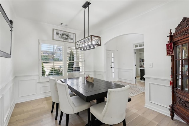 dining space featuring light hardwood / wood-style flooring