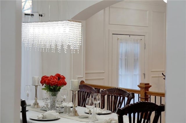 dining room featuring a chandelier