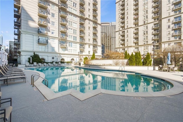 pool featuring a patio area