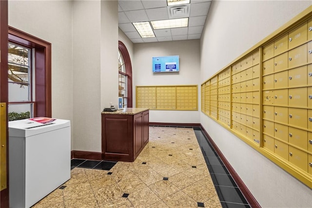 surrounding community featuring mail area, washer / clothes dryer, and visible vents