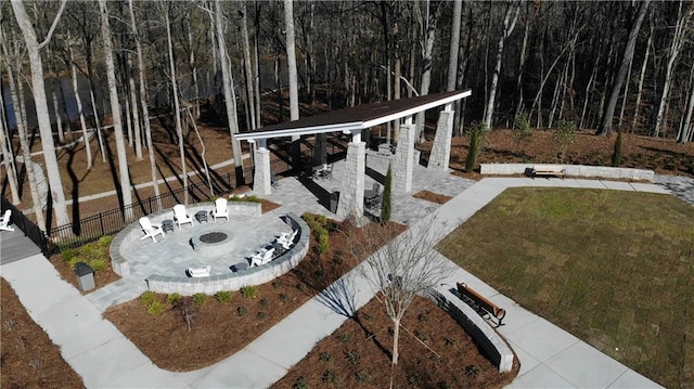 view of yard with a patio, a gazebo, and fence