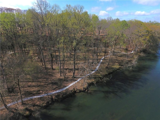 birds eye view of property with a view of trees