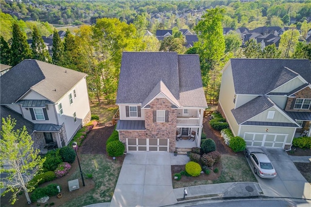 drone / aerial view with a residential view