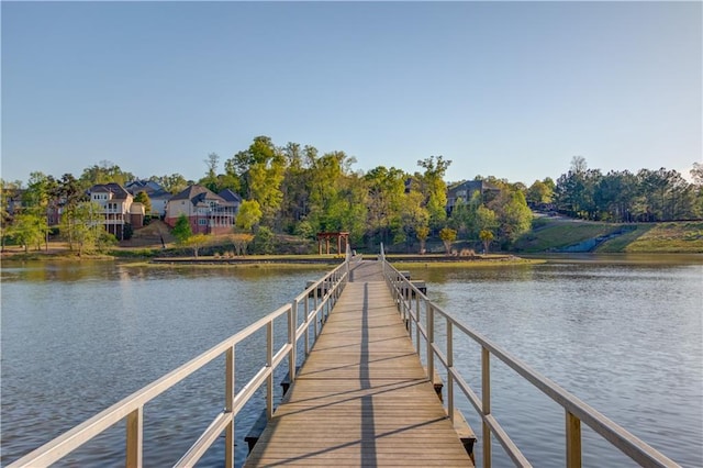 view of dock featuring a water view