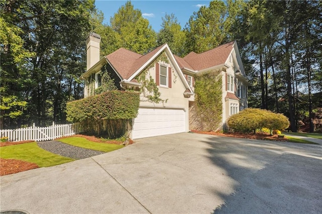 exterior space featuring a garage