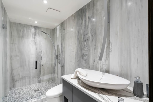 4070 Whitewater Creek Rd, Atlanta, GA 30327 - full bath featuring a marble finish shower and vanity