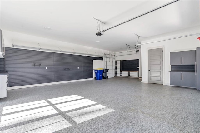 garage with a garage door opener