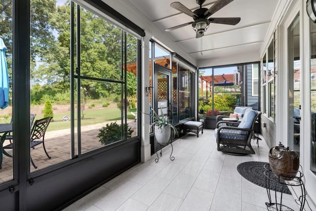310 Chatuge Dr, Hoschton, GA 30548 - sunroom featuring ceiling fan and healthy amount of natural light