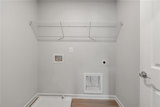 373 Riverwood Pass, Dallas, GA 30157 - laundry area featuring hookup for a washing machine, hookup for an electric dryer, wood finished floors, and baseboards