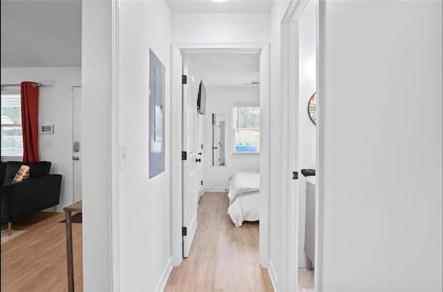 corridor featuring light wood-type flooring