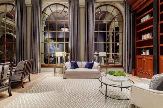 sitting room featuring light hardwood / wood-style floors