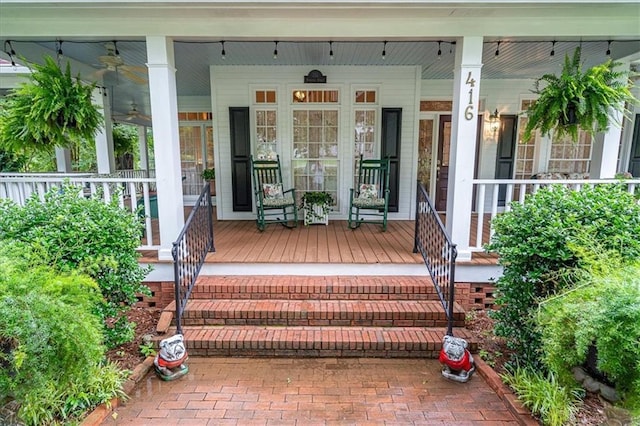 416 Mcdaniel St, Monroe, GA 30655 - entrance to property featuring covered porch and ceiling fan