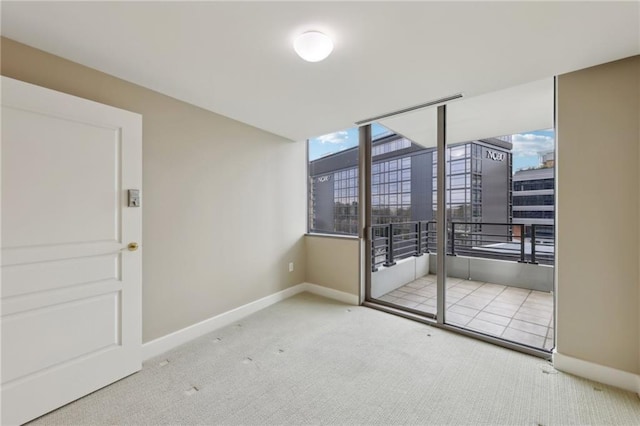 carpeted spare room with plenty of natural light and baseboards