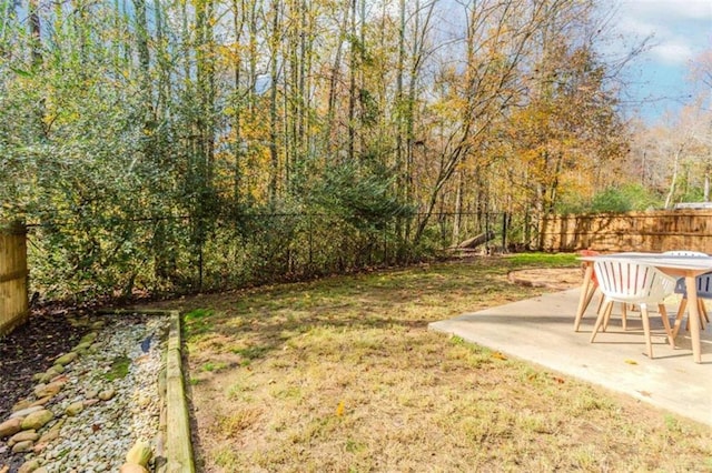 view of yard with a patio area