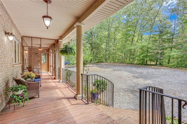 deck with covered porch