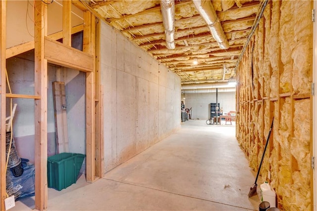 view of unfinished basement