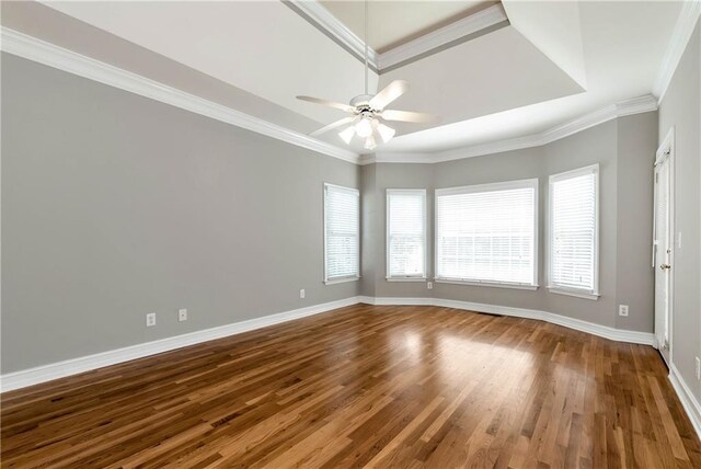3885 Lake Juliette Dr, Buford, GA 30519 - unfurnished room with wood finished floors, a ceiling fan, baseboards, and crown molding