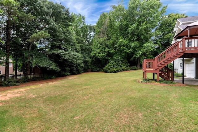 3885 Lake Juliette Dr, Buford, GA 30519 - view of yard featuring stairway and a wooden deck