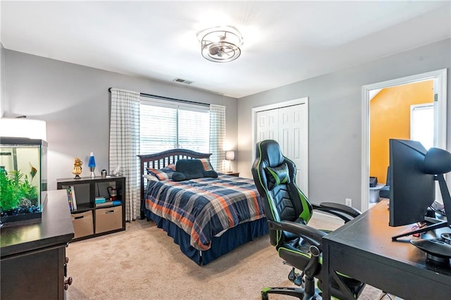5396 Turnbill Pt NW, Acworth, GA 30101 - bedroom with carpet floors, a desk, and a closet