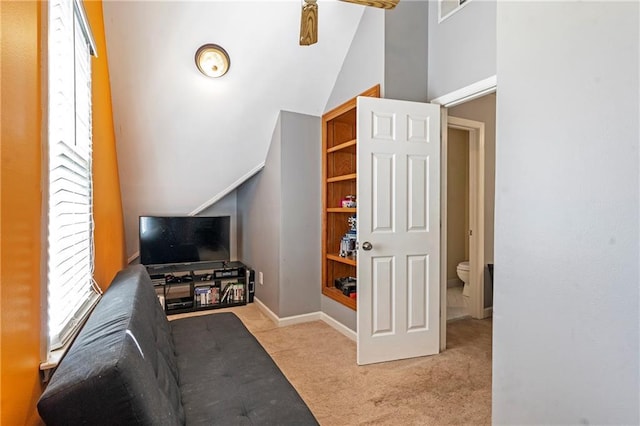 5396 Turnbill Pt NW, Acworth, GA 30101 - living area featuring carpet floors and vaulted ceiling