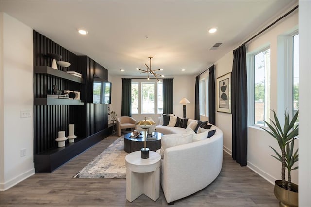 392 Pratt Dr Unit 2014, Atlanta, GA 30315 - living area with a chandelier, wood finished floors, and recessed lighting