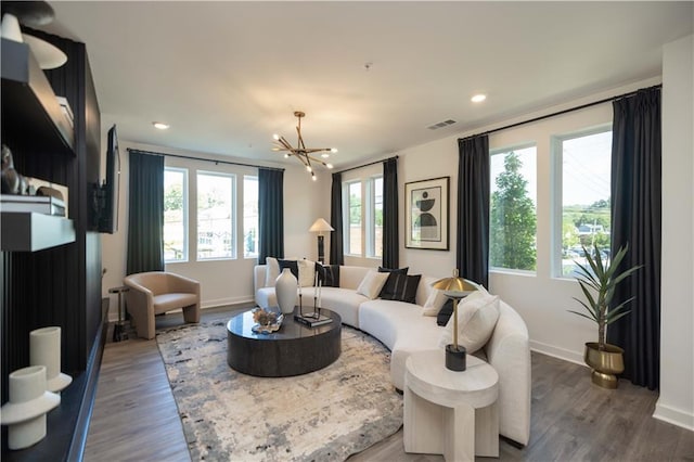 392 Pratt Dr Unit 2014, Atlanta, GA 30315 - living area with a chandelier, recessed lighting, and dark wood-type flooring