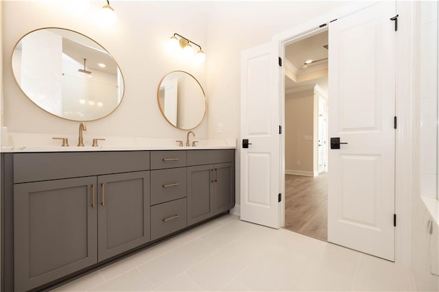 bathroom featuring vanity and tile patterned floors