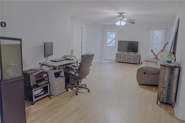 6985 Shane Ln, Cumming, GA 30028 - office space with light wood finished floors, ceiling fan, and baseboards