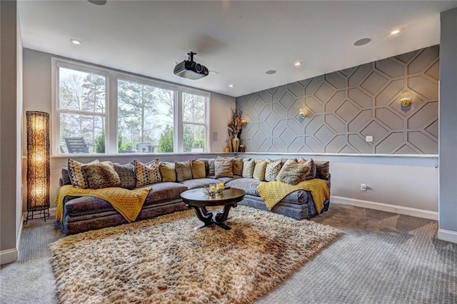13 Clearwater Ct, Hoschton, GA 30548 - living area with carpet floors, baseboards, and recessed lighting