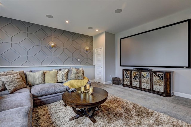 13 Clearwater Ct, Hoschton, GA 30548 - home theater room featuring baseboards, carpet floors, and recessed lighting